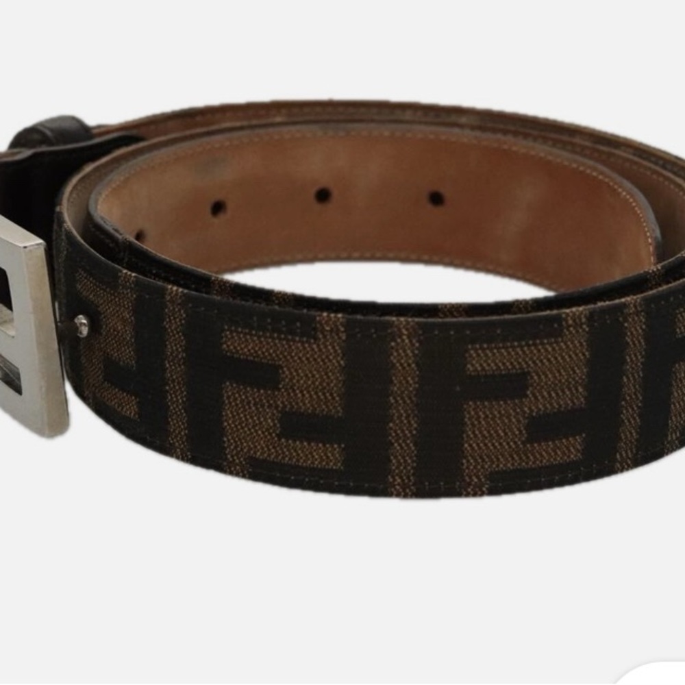 Fendi Zucca Brown and Black Logo Belt - Very good condition